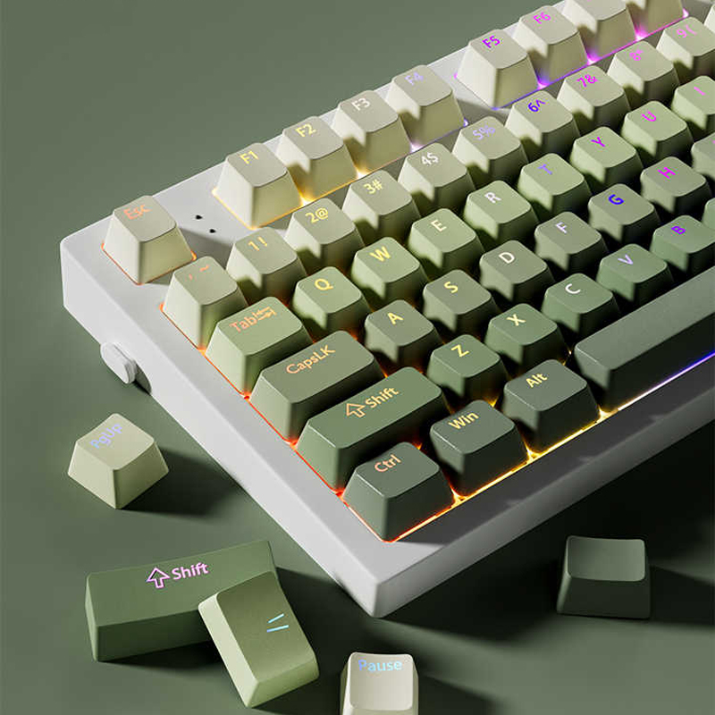 Pc Gaming Gratis - สีเขียวองุ่น Top-lit RGB Backlit Keycaps Double