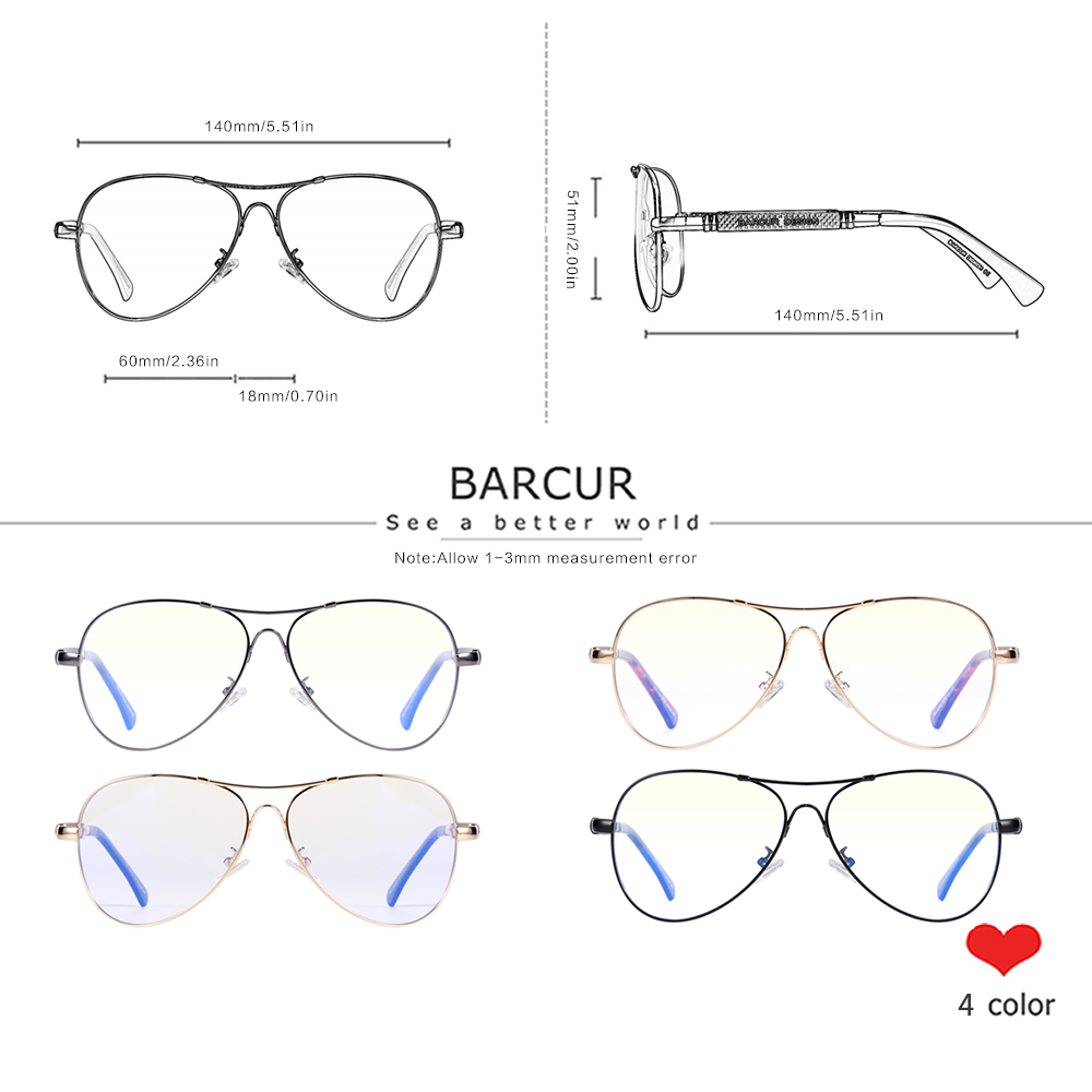 BARCUR Anti Blue Light Blockin - Gaming Glasses Blue Light บทวิจารณ์และราคา